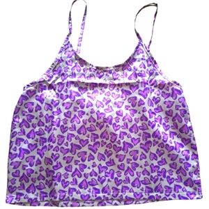 Spoiled Angel Grey Purple Lilac Hearts Satiny Camisole Polyester Size Large New